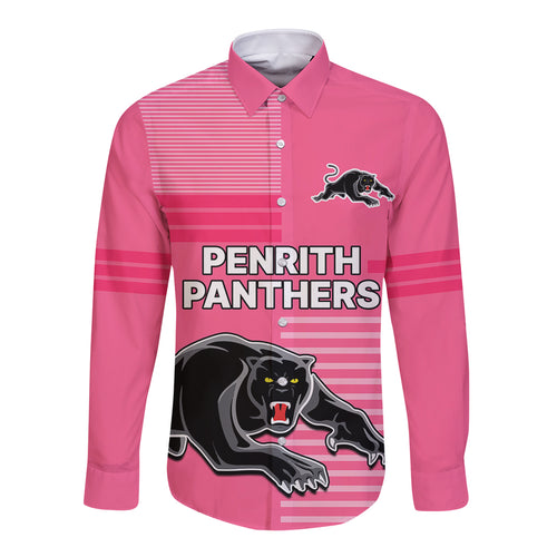 custom-text-and-number-penrith-panthers-rugby-long-sleeve-button-shirt-proud-the-panthers-comeback-pink