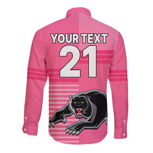 custom-text-and-number-penrith-panthers-rugby-long-sleeve-button-shirt-proud-the-panthers-comeback-pink