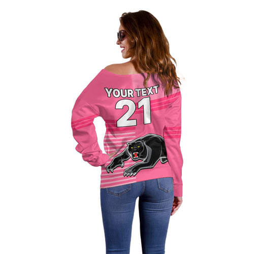 custom-text-and-number-penrith-panthers-rugby-off-shoulder-sweater-proud-the-panthers-comeback-pink