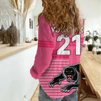 (Custom Text And Number) Penrith Panthers Rugby Women Casual Shirt Proud The Panthers Comeback Pink LT9