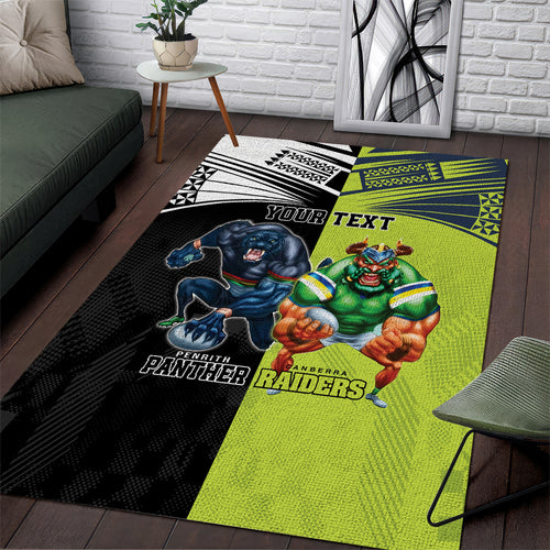 Custom Raiders and Panthers Area Rug Together Sporty Style