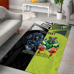 Custom Raiders and Panthers Area Rug Together Sporty Style
