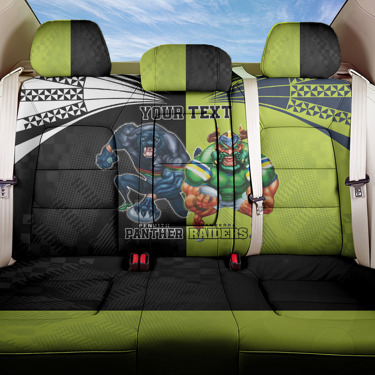 Custom Raiders and Panthers Back Car Seat Cover Together Sporty Style