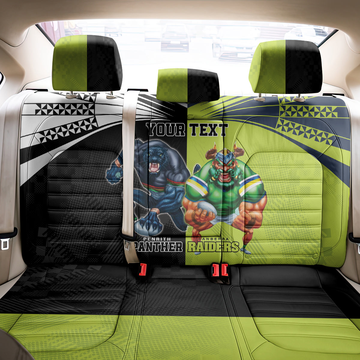 Custom Raiders and Panthers Back Car Seat Cover Together Sporty Style