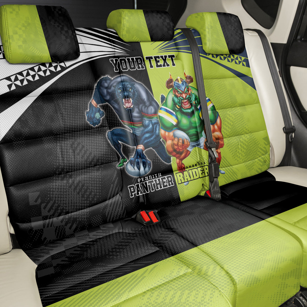 Custom Raiders and Panthers Back Car Seat Cover Together Sporty Style