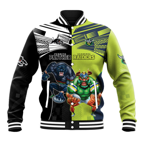 Custom Raiders and Panthers Baseball Jacket Together Sporty Style