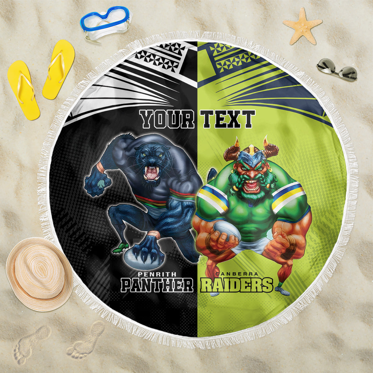 Custom Raiders and Panthers Beach Blanket Together Sporty Style