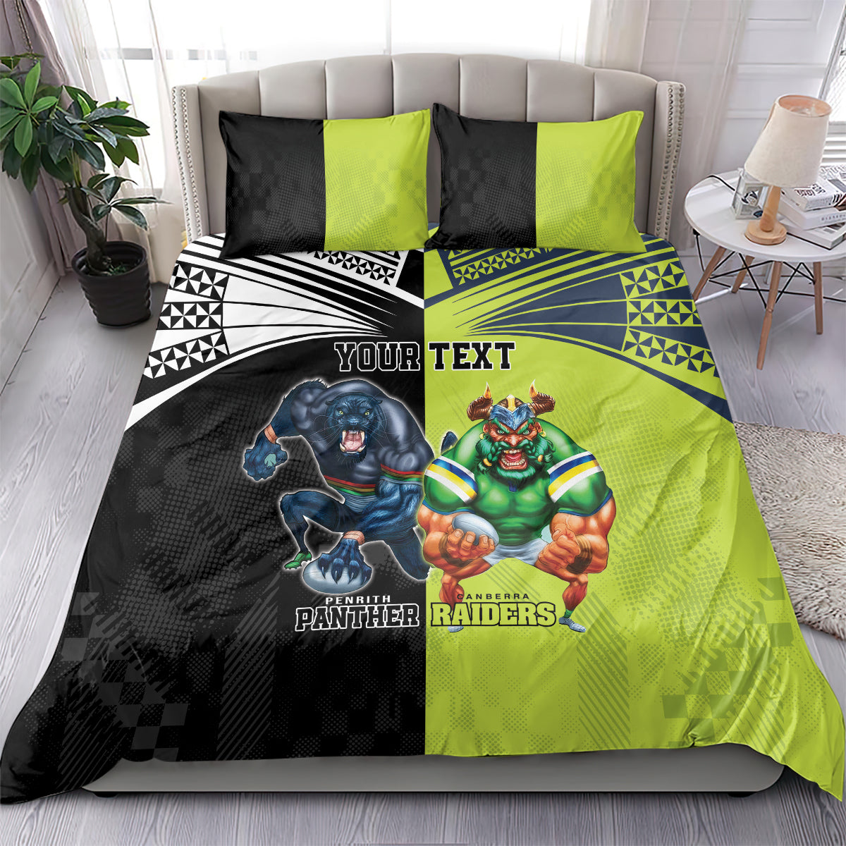 Custom Raiders and Panthers Bedding Set Together Sporty Style