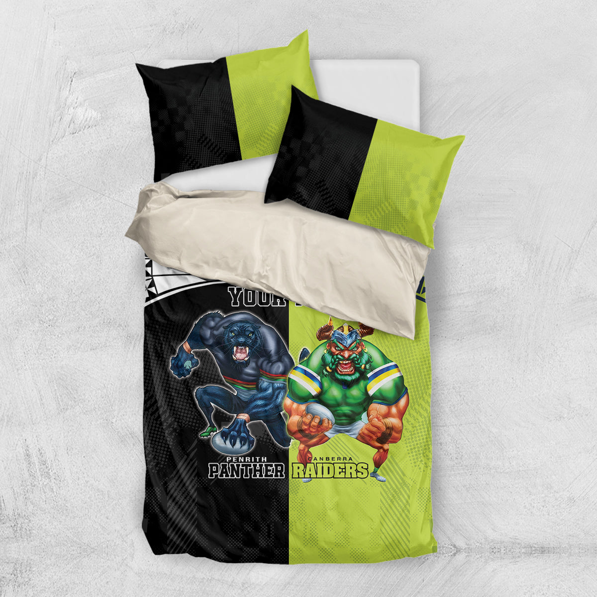 Custom Raiders and Panthers Bedding Set Together Sporty Style