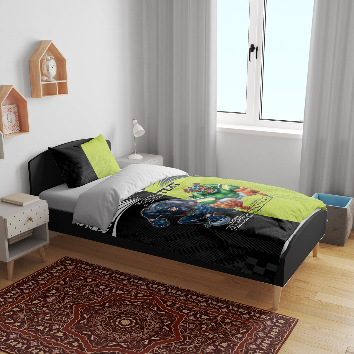 Custom Raiders and Panthers Bedding Set Together Sporty Style