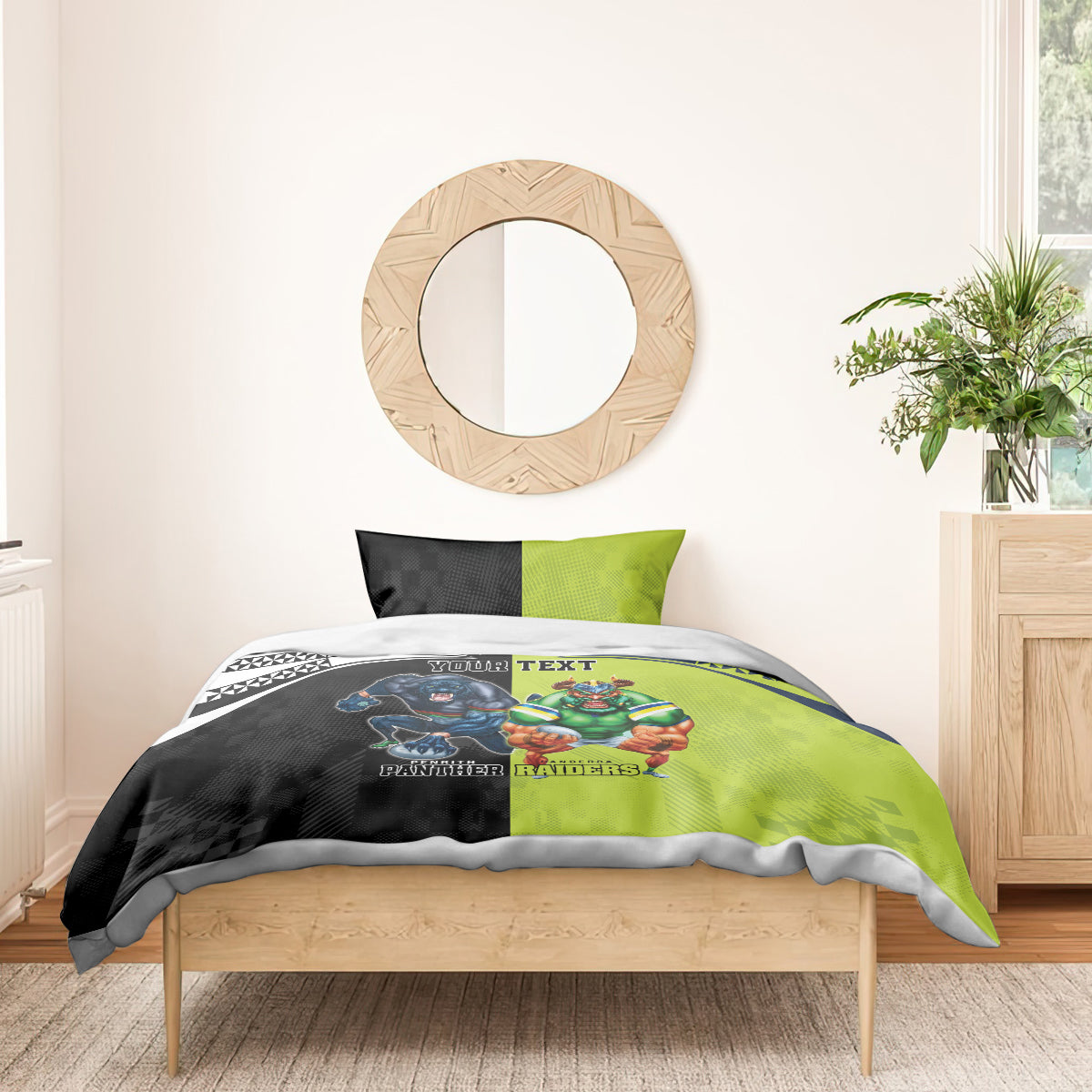 Custom Raiders and Panthers Bedding Set Together Sporty Style