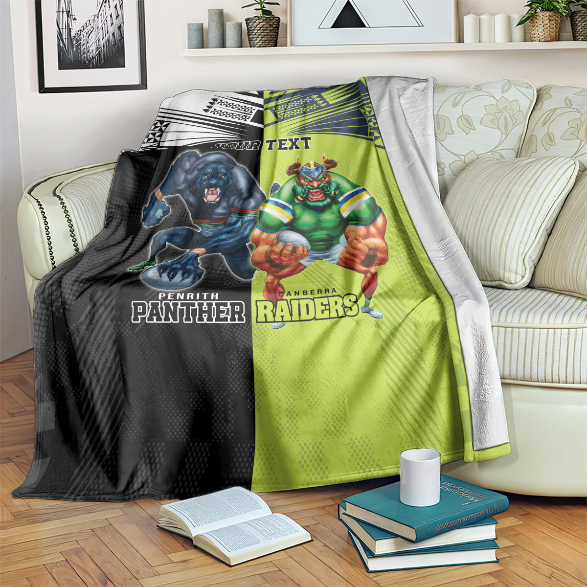 Custom Raiders and Panthers Blanket Together Sporty Style