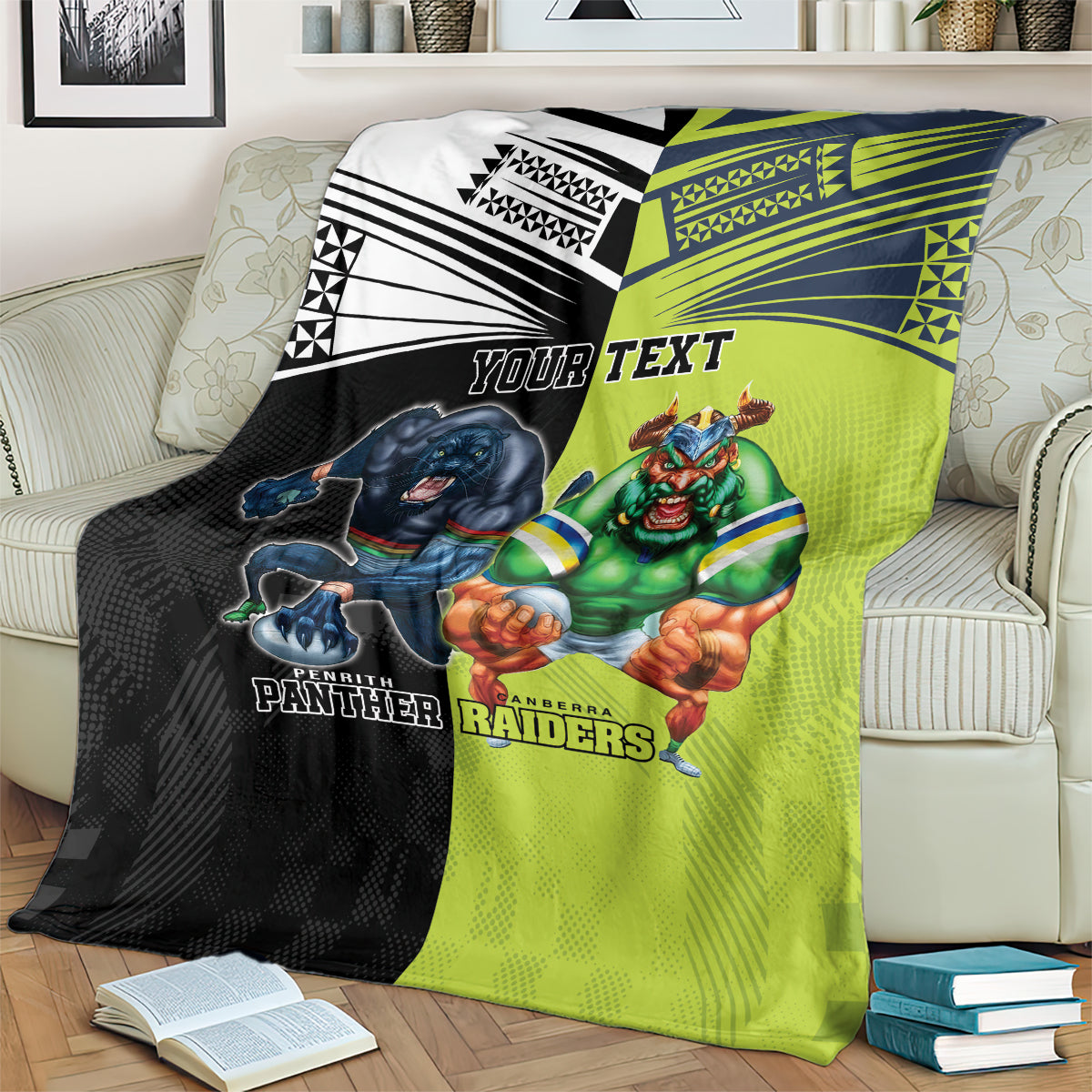 Custom Raiders and Panthers Blanket Together Sporty Style