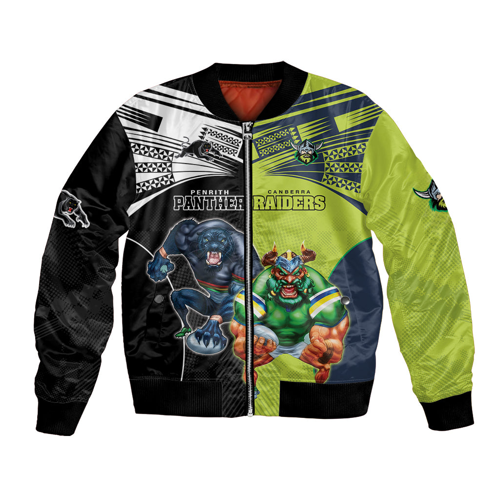 Custom Raiders and Panthers Bomber Jacket Together Sporty Style