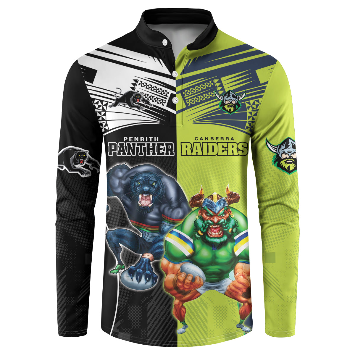 Custom Raiders and Panthers Button Sweatshirt Together Sporty Style