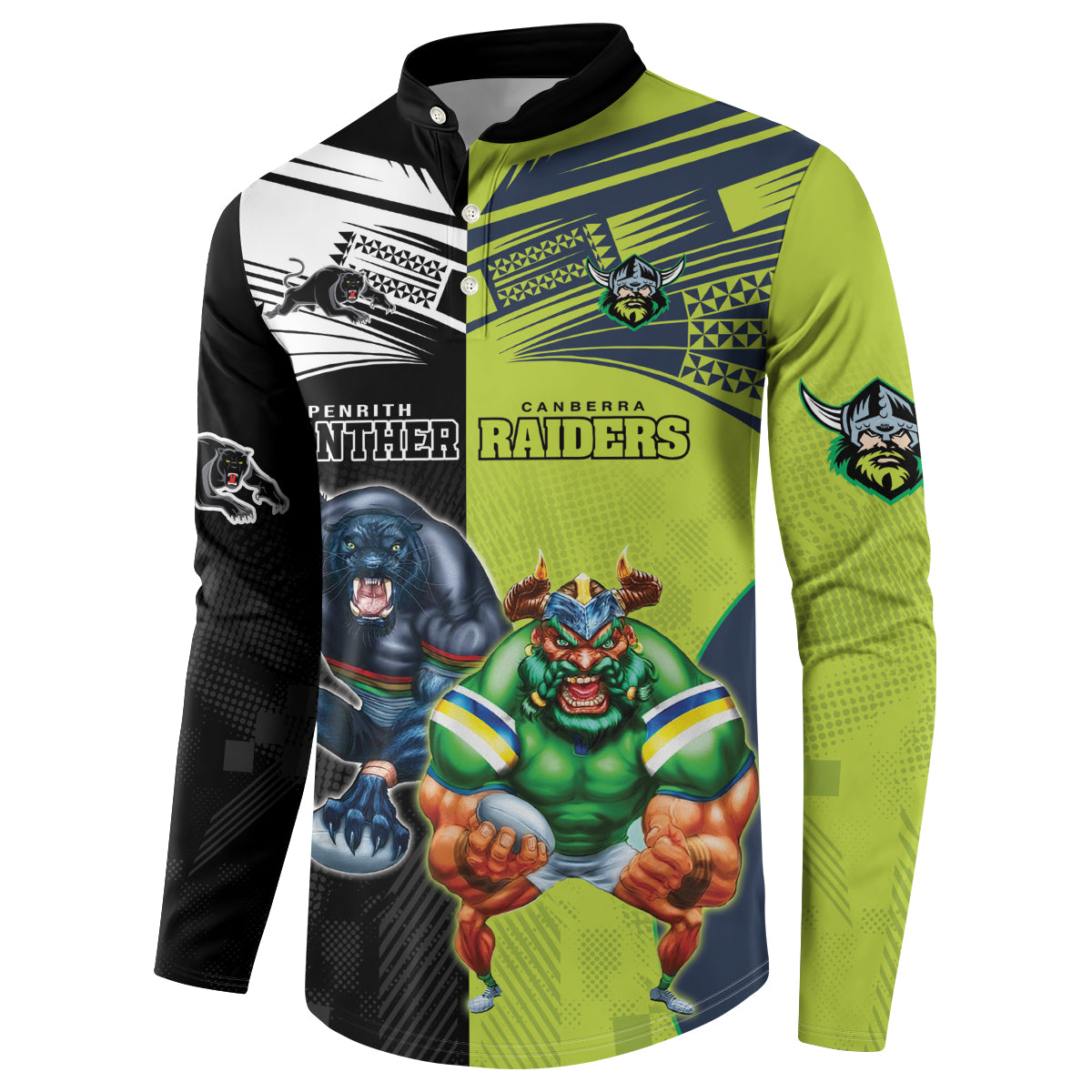 Custom Raiders and Panthers Button Sweatshirt Together Sporty Style