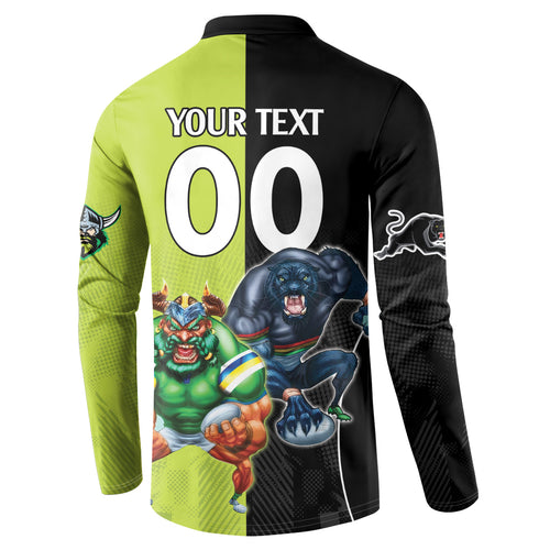 Custom Raiders and Panthers Button Sweatshirt Together Sporty Style