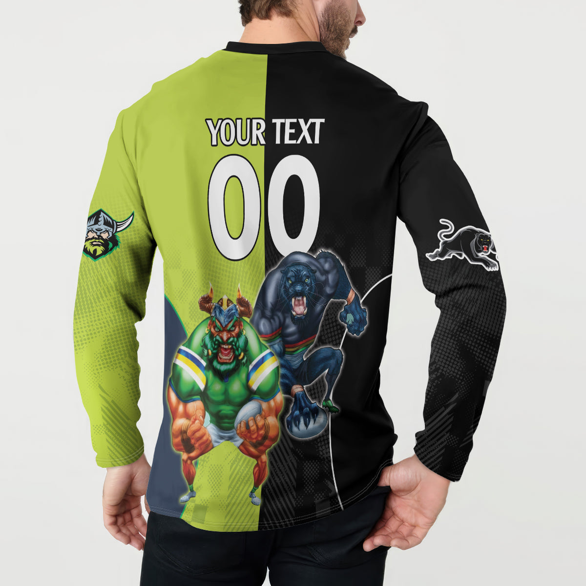 Custom Raiders and Panthers Button Sweatshirt Together Sporty Style