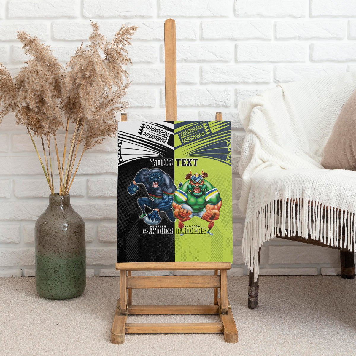 Custom Raiders and Panthers Canvas Wall Art Together Sporty Style