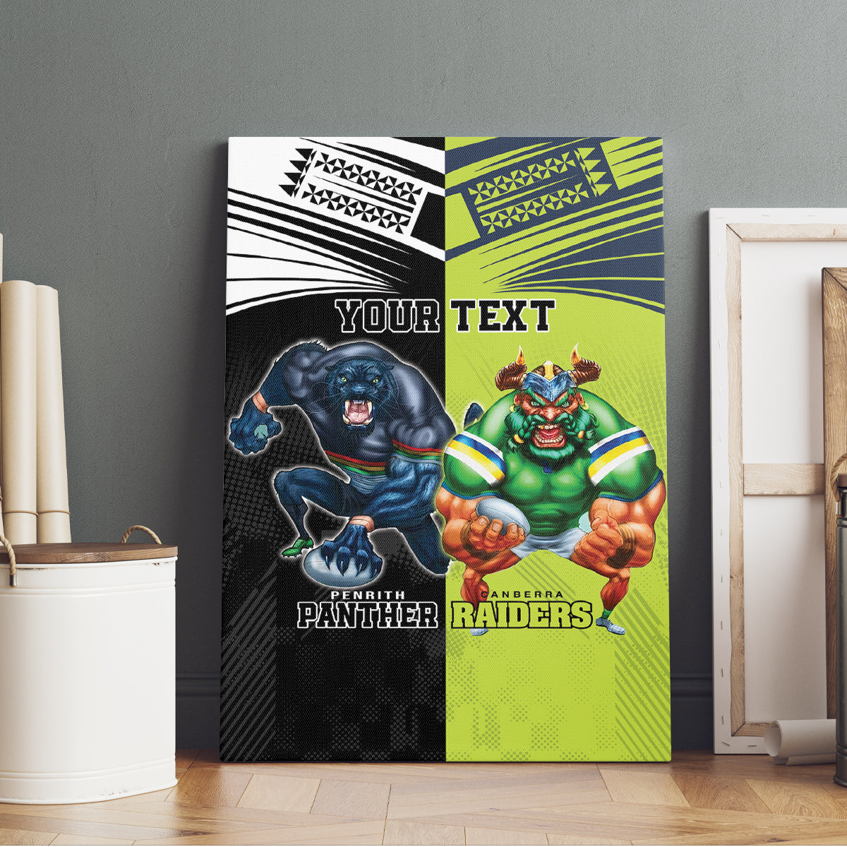 Custom Raiders and Panthers Canvas Wall Art Together Sporty Style