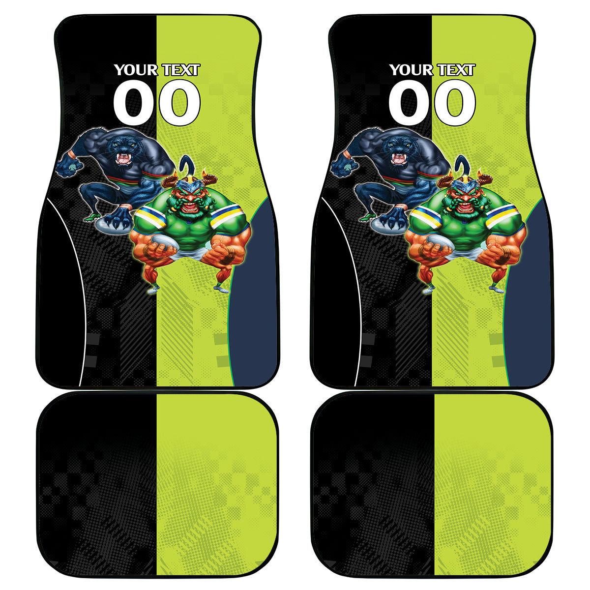 Custom Raiders and Panthers Car Mats Together Sporty Style