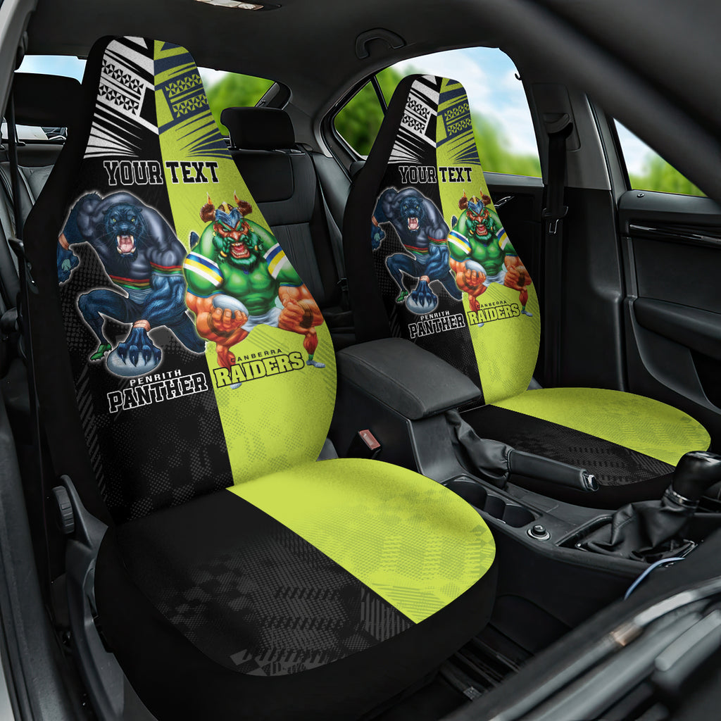 Custom Raiders and Panthers Car Seat Cover Together Sporty Style