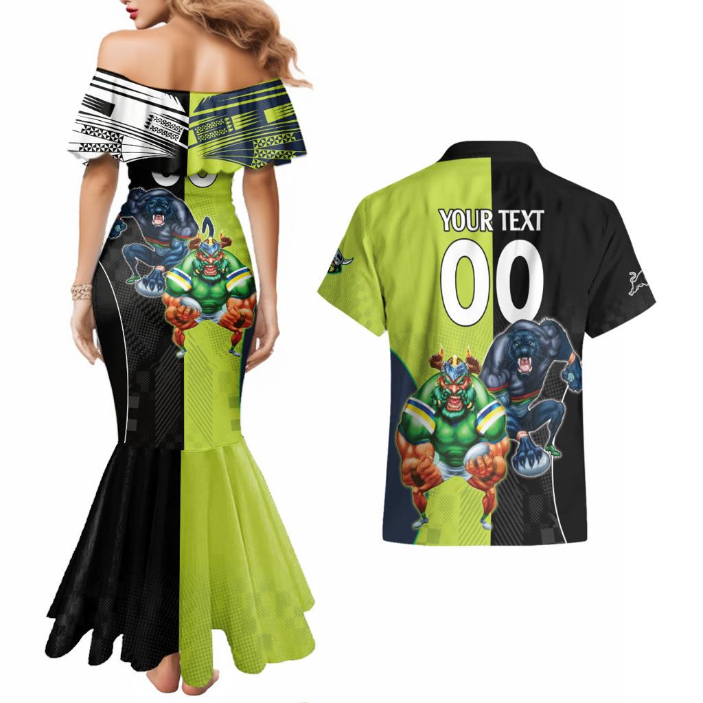 Custom Raiders and Panthers Couples Matching Mermaid Dress and Hawaiian Shirt Together Sporty Style