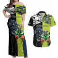 Custom Raiders and Panthers Couples Matching Off Shoulder Maxi Dress and Hawaiian Shirt Together Sporty Style