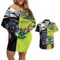 Custom Raiders and Panthers Couples Matching Off Shoulder Short Dress and Hawaiian Shirt Together Sporty Style