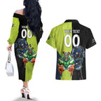Custom Raiders and Panthers Couples Matching Off The Shoulder Long Sleeve Dress and Hawaiian Shirt Together Sporty Style