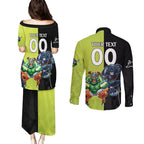 Custom Raiders and Panthers Couples Matching Puletasi and Long Sleeve Button Shirt Together Sporty Style