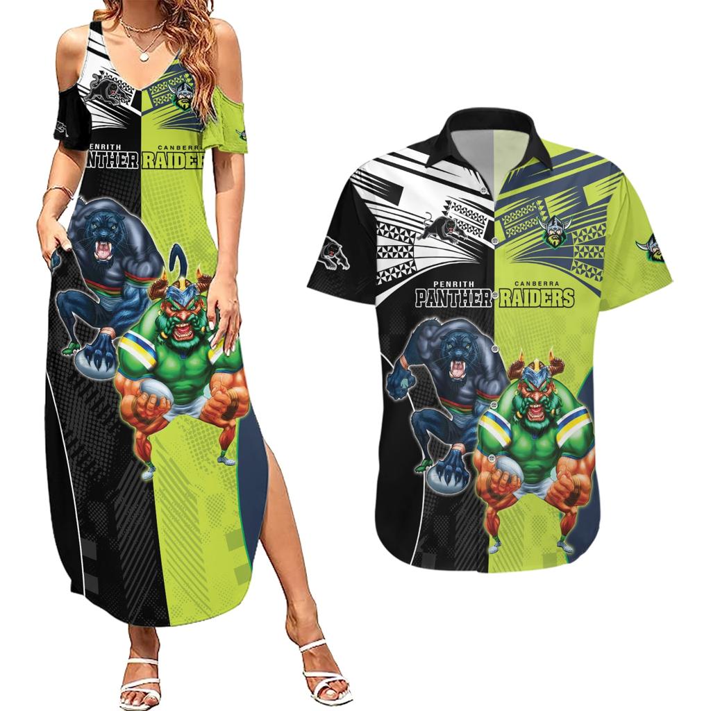 Custom Raiders and Panthers Couples Matching Summer Maxi Dress and Hawaiian Shirt Together Sporty Style