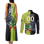Custom Raiders and Panthers Couples Matching Tank Maxi Dress and Long Sleeve Button Shirt Together Sporty Style