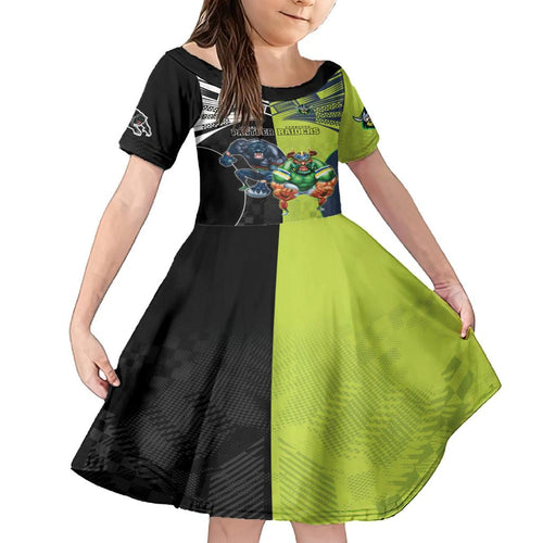 Custom Raiders and Panthers Family Matching Long Sleeve Bodycon Dress and Hawaiian Shirt Together Sporty Style