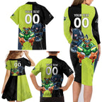 Custom Raiders and Panthers Family Matching Long Sleeve Bodycon Dress and Hawaiian Shirt Together Sporty Style