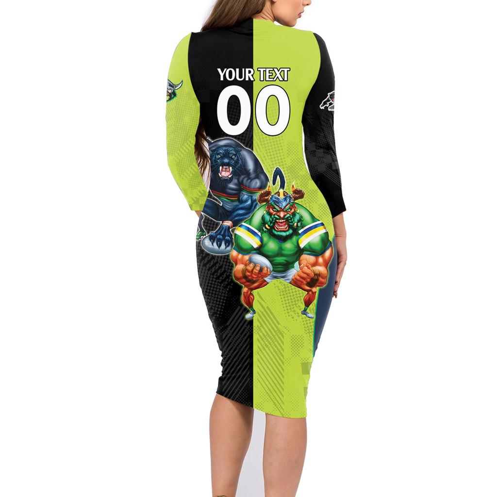 Custom Raiders and Panthers Family Matching Long Sleeve Bodycon Dress and Hawaiian Shirt Together Sporty Style