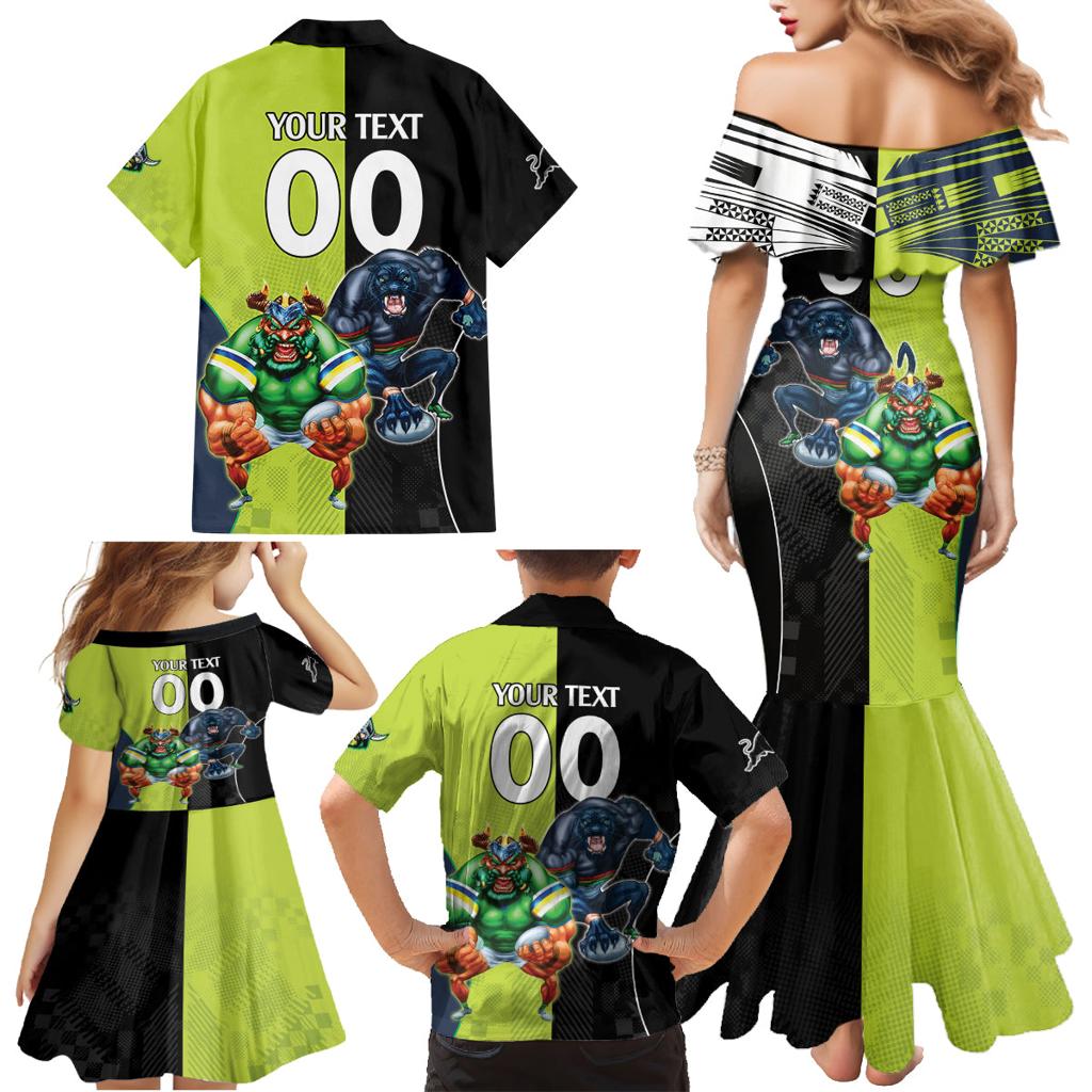Custom Raiders and Panthers Family Matching Mermaid Dress and Hawaiian Shirt Together Sporty Style