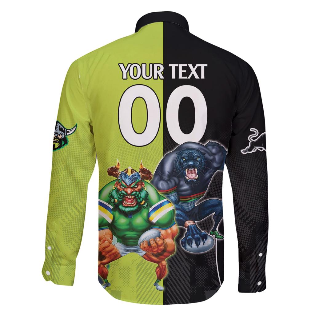 Custom Raiders and Panthers Family Matching Off The Shoulder Long Sleeve Dress and Hawaiian Shirt Together Sporty Style