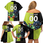 Custom Raiders and Panthers Family Matching Off Shoulder Short Dress and Hawaiian Shirt Together Sporty Style