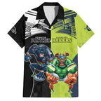 Custom Raiders and Panthers Family Matching Off Shoulder Short Dress and Hawaiian Shirt Together Sporty Style