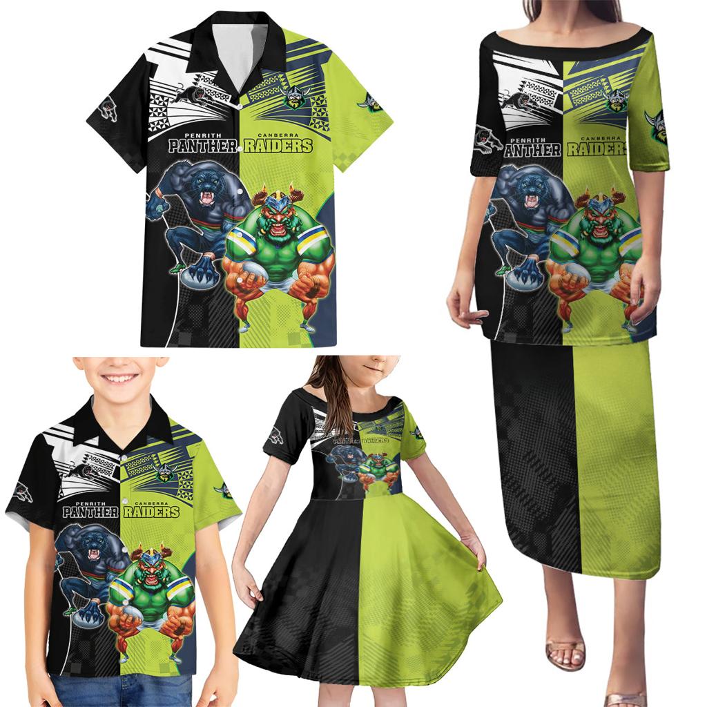Custom Raiders and Panthers Family Matching Puletasi and Hawaiian Shirt Together Sporty Style