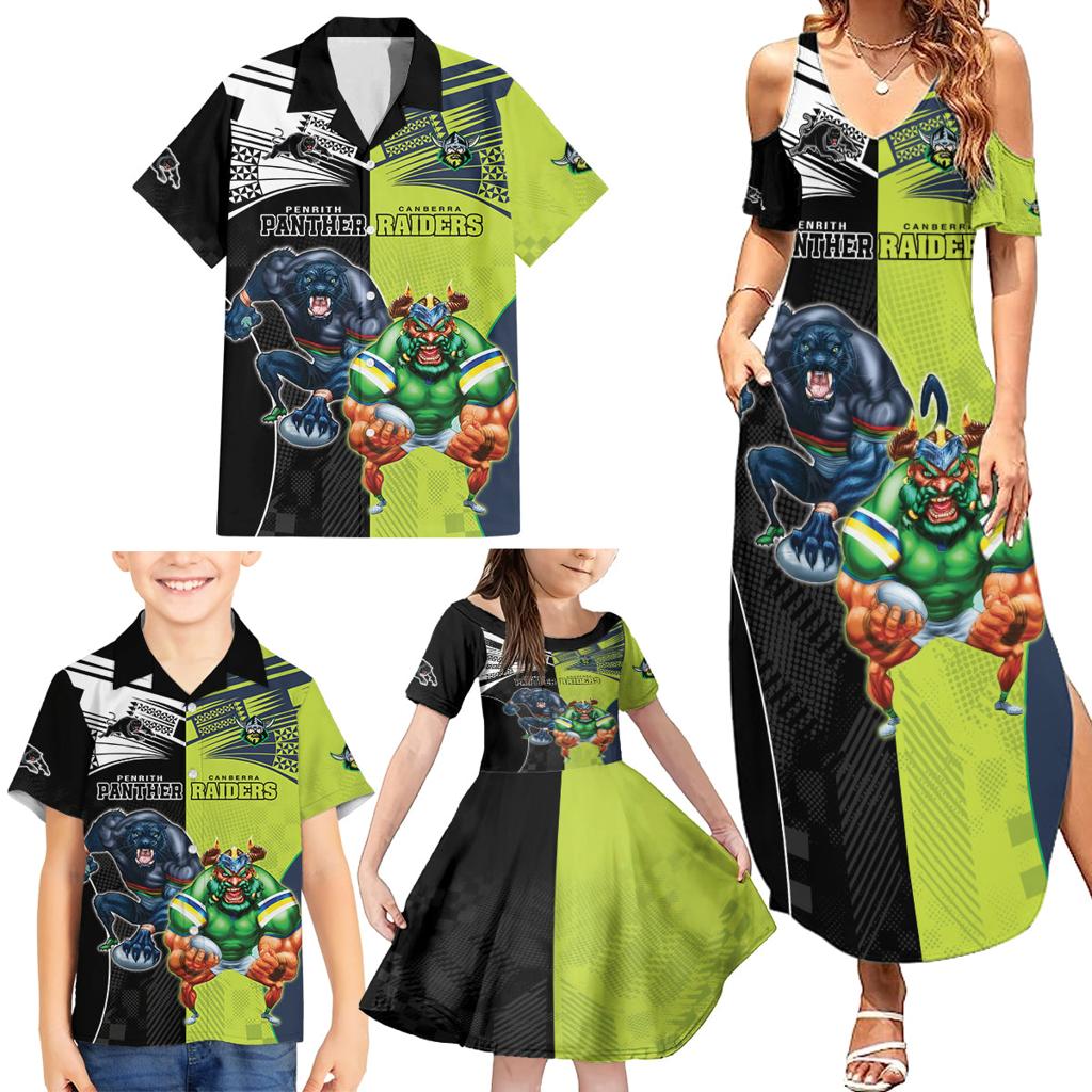 Custom Raiders and Panthers Family Matching Summer Maxi Dress and Hawaiian Shirt Together Sporty Style