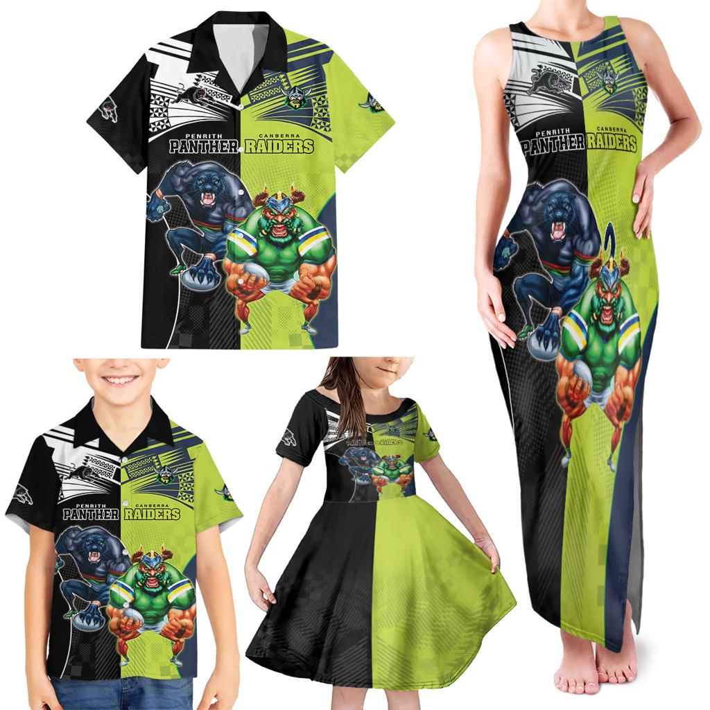 Custom Raiders and Panthers Family Matching Tank Maxi Dress and Hawaiian Shirt Together Sporty Style