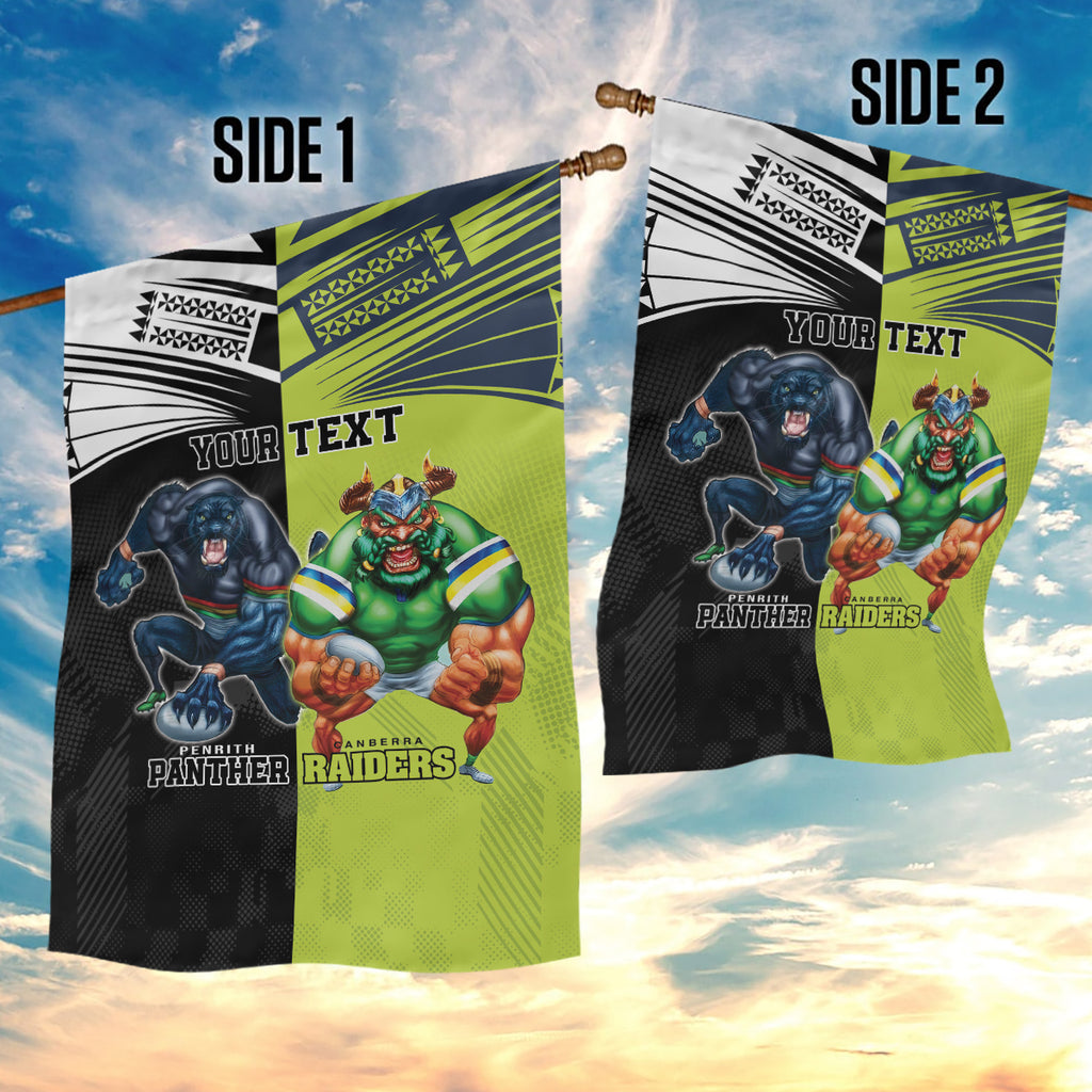 Custom Raiders and Panthers Garden Flag Together Sporty Style