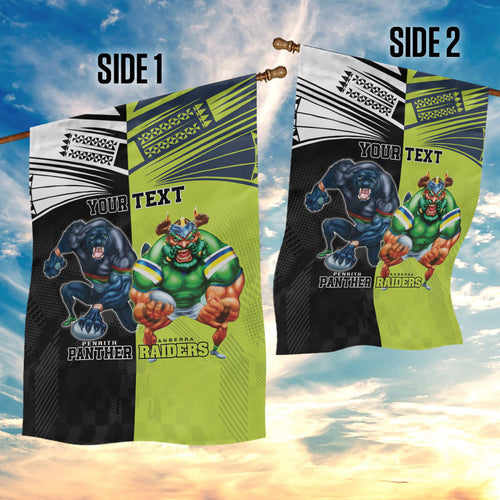 Custom Raiders and Panthers Garden Flag Together Sporty Style