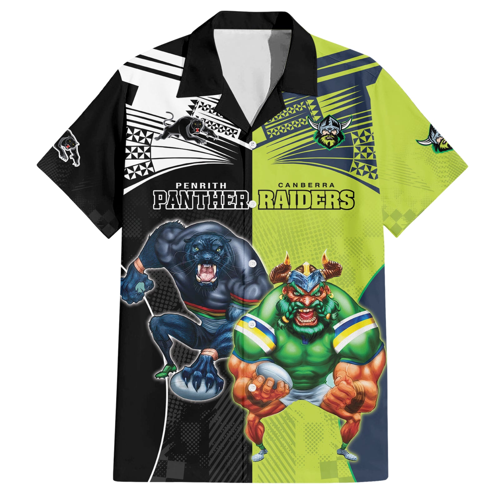 Custom Raiders and Panthers Hawaiian Shirt Together Sporty Style