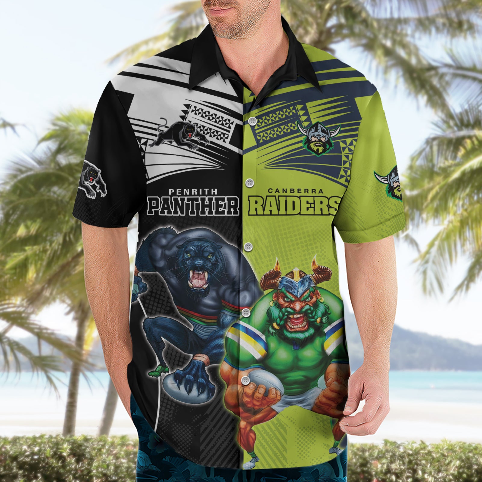 Custom Raiders and Panthers Hawaiian Shirt Together Sporty Style