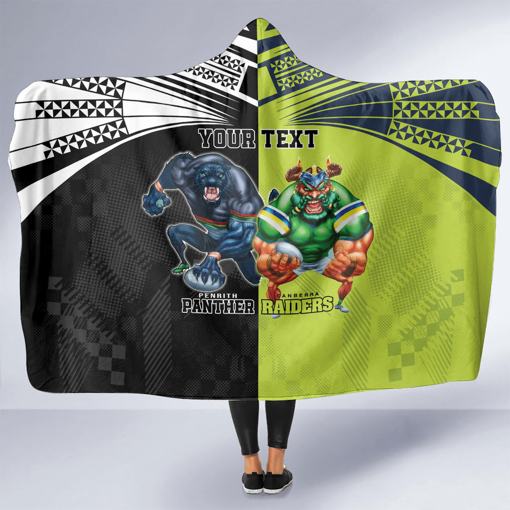 Custom Raiders and Panthers Hooded Blanket Together Sporty Style