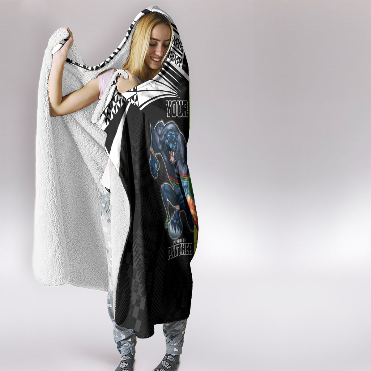 Custom Raiders and Panthers Hooded Blanket Together Sporty Style