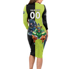 Custom Raiders and Panthers Long Sleeve Bodycon Dress Together Sporty Style